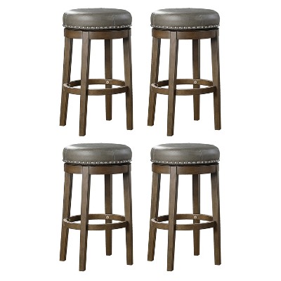 Lexicon Whitby 30.5 Inch Pub Height Round Swivel Seat Bar Stool, Gray (4 Pack)