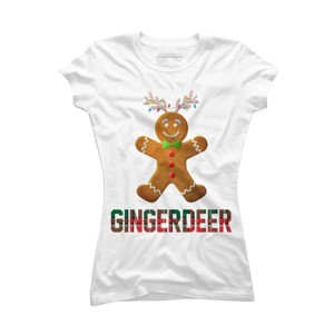 Junior's Design By Humans Gingerbread Reindeer Matching Family Group Christmas Pajama By Forever9 T-Shirt - 1 of 3