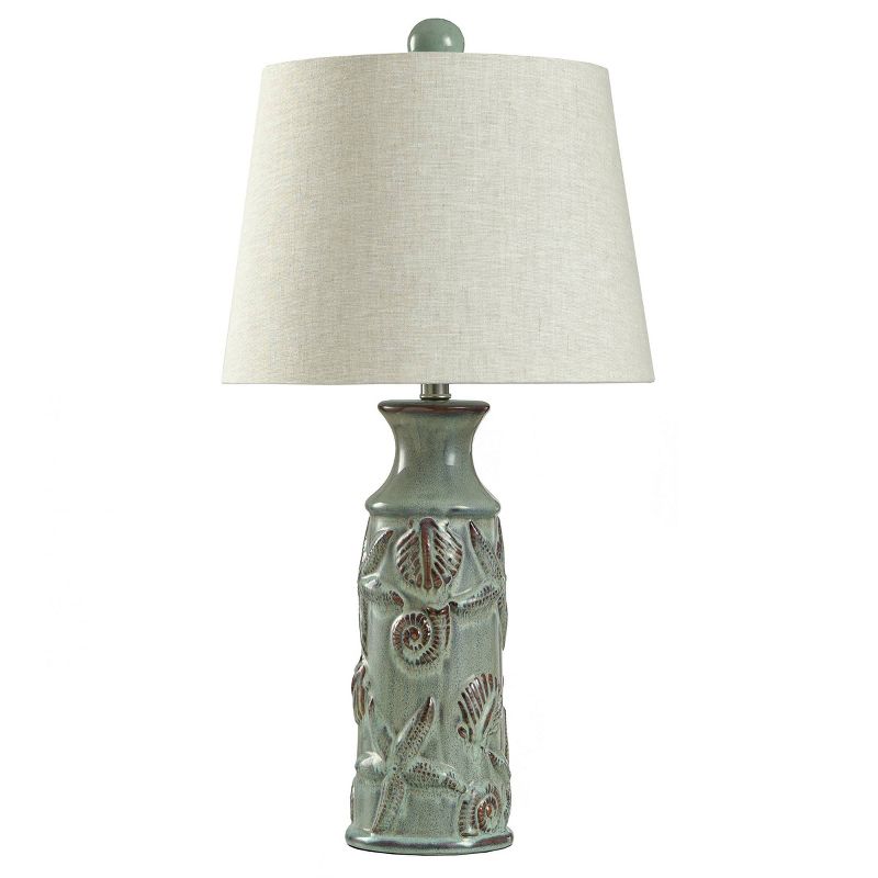 Blue Bay Nautical Ceramic Table Lamp with Seashell Design  - StyleCraft, 1 of 10
