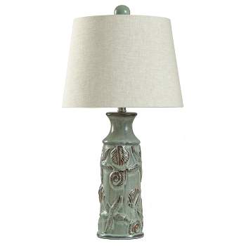 Blue Bay Nautical Ceramic Table Lamp with Seashell Design  - StyleCraft
