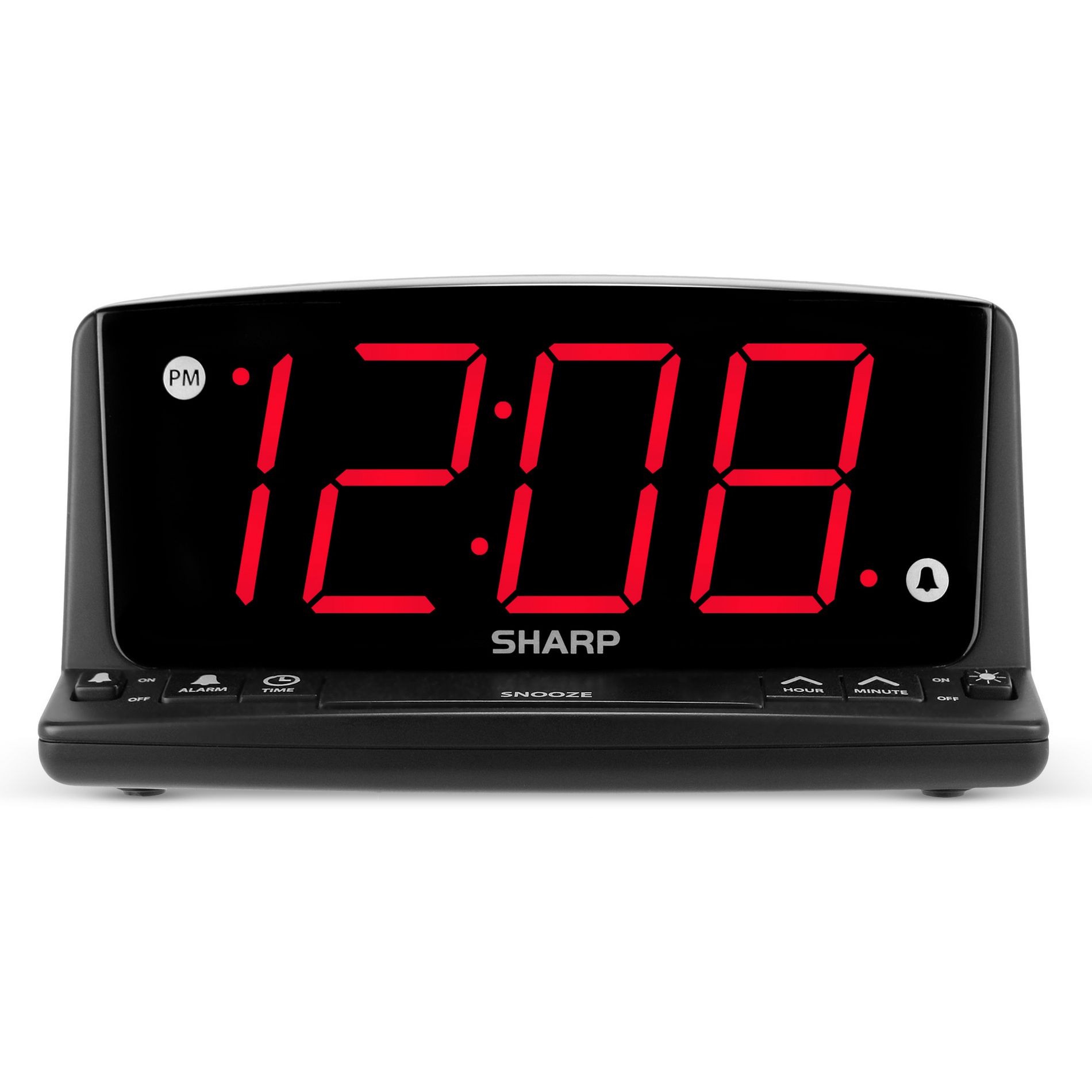 Sharp LED Night Light Alarm Clock: Jumbo Display, Bedroom Bedside, Snooze Function, Modern Style