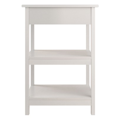 White Composite Wood Traditional Printer Stand with Drawer