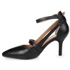 Journee Signature Womens Genuine Leather Vallerie Buckle Mid Heel Almond Toe Pumps - 2 of 4