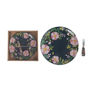 Transpac Ceramic 10 in. Platter and Spreader Set of 2 - 1 of 2
