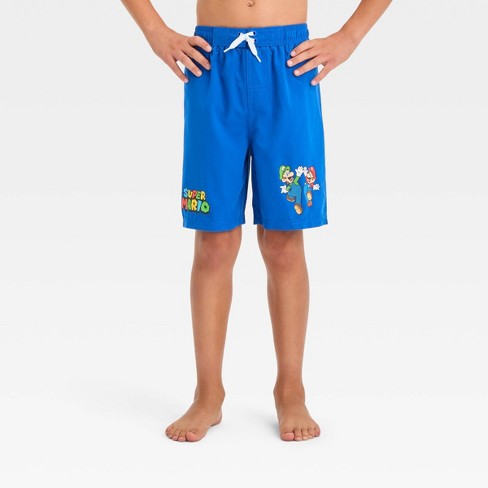 Boys' Nintendo 'super Mario' Solid Swim Shorts - Blue : Target