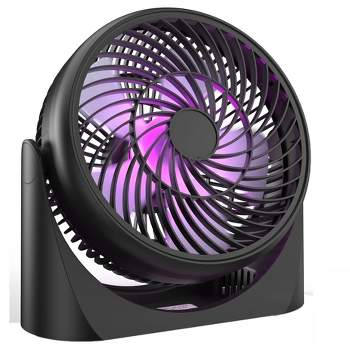 PANERGY 8" USB Desk Fan with Remote, 360° Pivot Table Fan With RGB Color Light, Small Electric Fan for Room Office Tabletop - Black