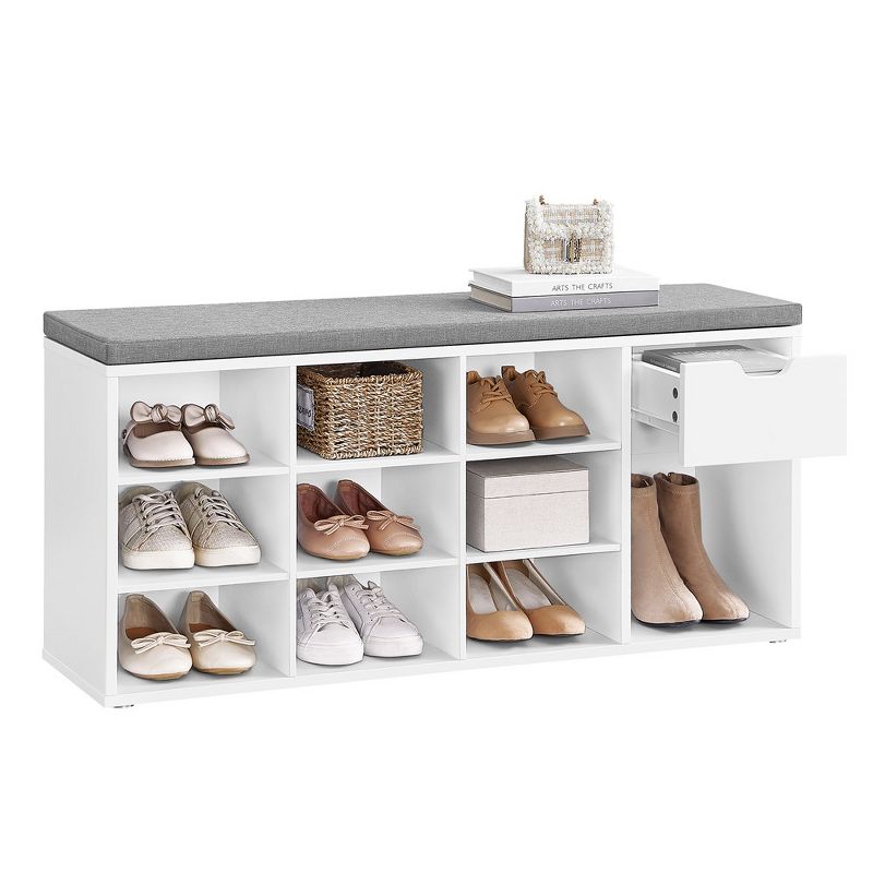 VASAGLE Storage Bench with Cushion, Drawer, and Open Compartments - Organize Shoes and Essentials with Ease, 1 of 11