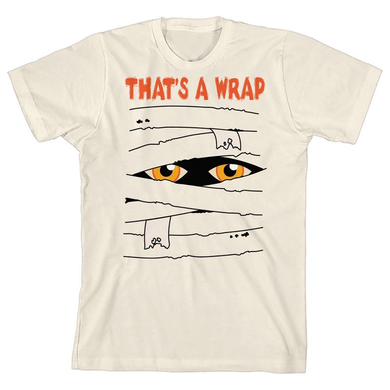 Kids Halloween That's A Wrap Crew Neck Short Sleeve Natural Unisex Youth T-shirt, 1 of 3