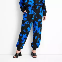 Women's Floral Print Mid-Rise Jogger Pants - Future Collective™ with Kahlana Barfield Brown Jet Black