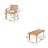 7 PCS Patio Dining Set with Dining Table, Slatted Top Design Table, Acacia Wood Frame Dining Chairs with Polyester Cushion Covers-Coolbibila - 4 of 4