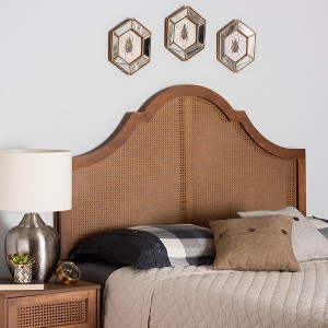 Baxton Studio Camila Classic and Traditional Ash Walnut Finished Wood Queen Size Headboard with Rattan - 1 of 4