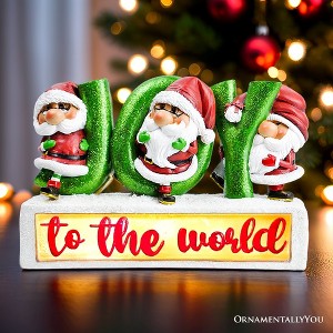 Joy to the World with Holiday Gnomes Lighted Statue, Tabletop LED Christmas Decor| OrnamentallyYou - 1 of 4