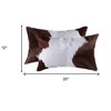 HomeRoots Set of Two 12" X 20" Brown and White Genuine Cowhide Throw Pillows - 3 of 4