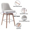 COZONY 26" Counter Height Swivel Barstools Set of 2, Upholstered Fabric Bar Chairs with Backrest & Wood Legs, 360° Swivel for Kitchen Island - 2 of 4