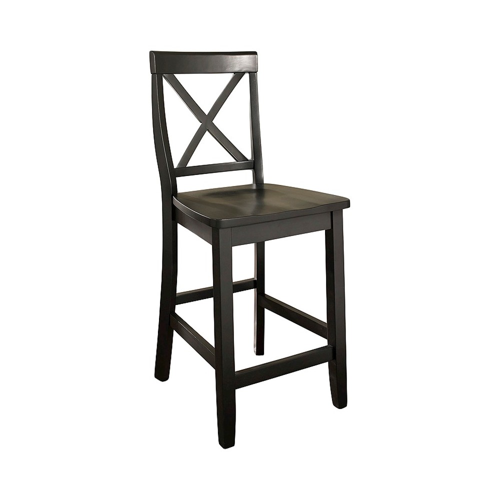 Photos - Chair Crosley 24" 2pc X-Back Counter Height Barstools Black  