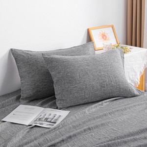 2 Pack French Linen Pillowcases, Breathable and Cooling Yarn Dyed Envelope Pillow Cases - NTBAY - 1 of 4