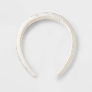Padded Textured Satin Floral Hair Headband - A New Day™ Ivory - 1 of 3