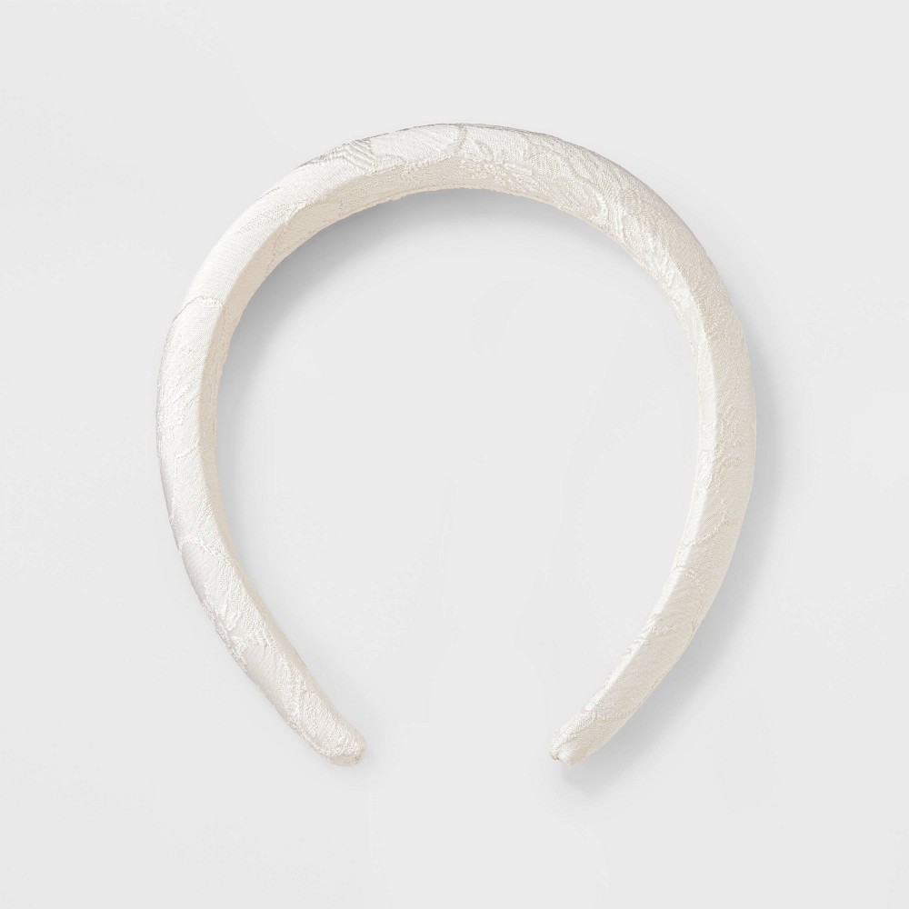 Padded Textured Satin Floral Hair Headband - A New Day™ Ivory