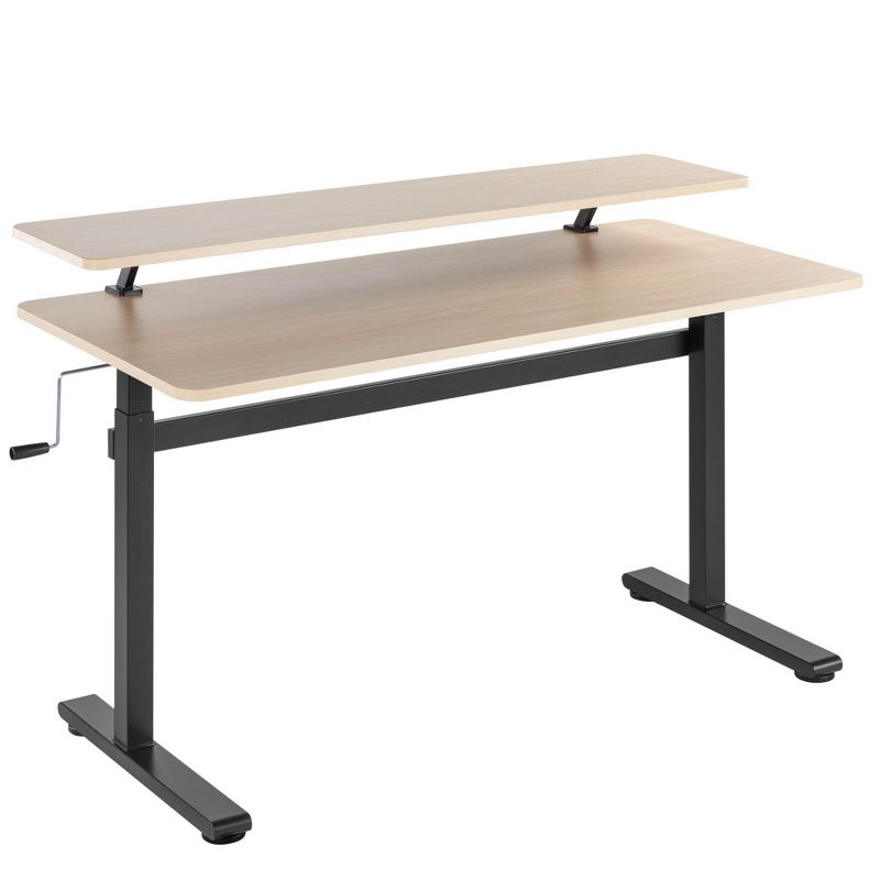 Tranzendesk Standing Desk with Clamp-On Shelf - 55" Sit to Stand Workstation with 55” Monitor Stand – Maple - Stand Steady, 2 of 13