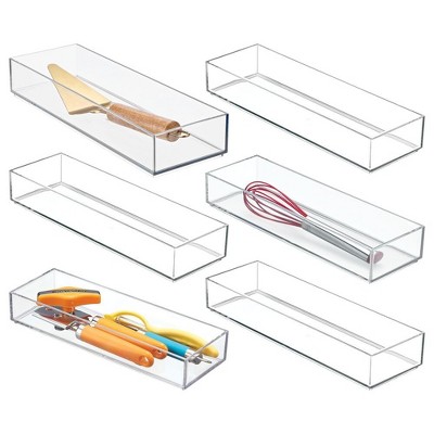 iDesign Plastic Makeup Drawer Organizer Tray - Set of 6 - Clear