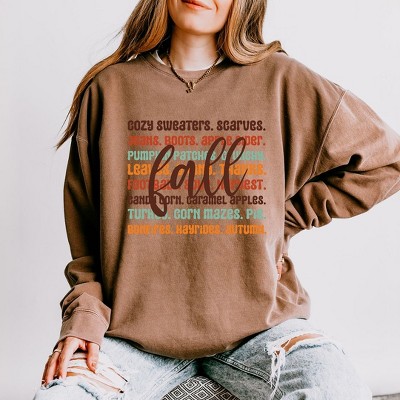 Simply Sage Market Women's Lightweight Garment Dyed Graphic Sweatshirt Fall Vibes Varsity Pumpkin