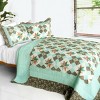 Slickblue 3PC Cotton Vermicelli-Quilted Patchwork Quilt Set, Full/Queen Size with 2 Shams, 12 Patterns - 2 of 4