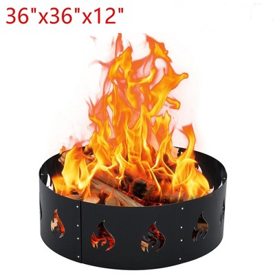 36"x36"x12" Wilderness Fire Ring Heavy-Duty 2.5mm Thick Steel Metal Rim Outdoor
