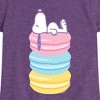 Girls' - Peanuts - Snoopy Stacked Macarons Fitted Short Sleeve Graphic T-Shirt - 2 of 4