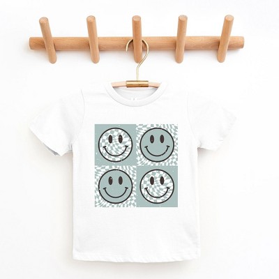 The Juniper Shop Four Checkerboard Smiley Face Toddler Short Sleeve Tee