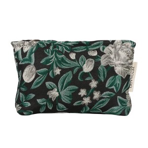 Unique Bargains Stylish Jacquard Weave Handheld Makeup Bag Black Green White 1 Pc - 1 of 4