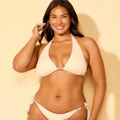 Shade & Shore Women's Crepe Multiwear Beaded Triangle Bikini Top - Shade & Shore™ Cream M — фото 4