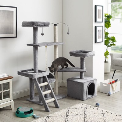 Longshot 53" Gray Multi-Tiered Cat Tree with Toys