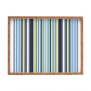 Sheila Wenzel-Ganny Lavender Mint Blue Stripes Rectangular Bamboo Tray - Deny Designs - 1 of 2