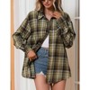 Coolmee Women's Button Down Flannel Shirts Plaid Shacket Long Sleeve Collared Business Casual Tops Work Blouses - 2 of 4
