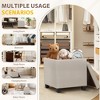 Square Leather Ottoman with Reversible Tray Lid – Hidden Storage Footrest, Small Coffee Table, Sturdy Design – 18”x18” - 3 of 4