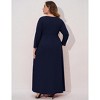 Women Plus Size 3/4 Sleeve V-Neck Ruched Dress - 2 of 4