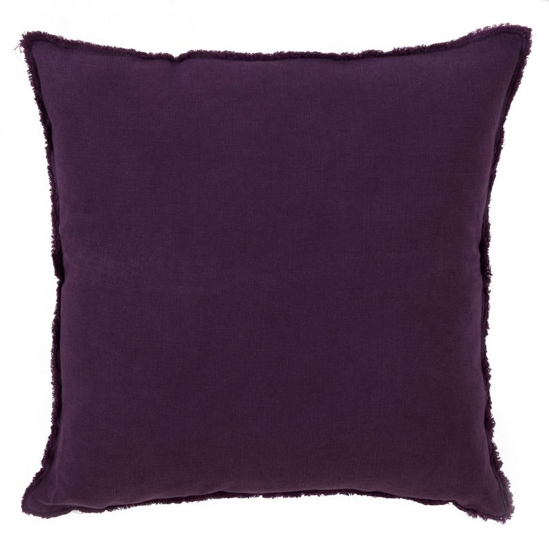 20"x20" Oversize Fringed Design Linen Square Throw Pillow - Saro Lifestyle, 1 of 8