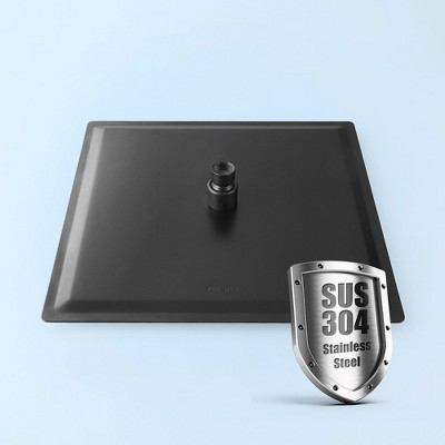 Matte Black 12-Inch Square Stainless Steel Rain Shower Head