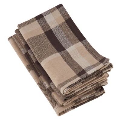 Saro Lifestyle Plaid Design 100% Cotton Napkins (Set of 4)