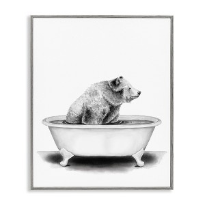 Stupell Industries Bear In Tub Rustic Bathroom Framed Giclee Art - 1 of 4