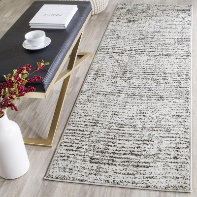 Black and Silver Rustic Polypropylene Runner Rug