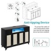 Sideboard Buffet Cabinet, 4 Rattan Doors 2 Drawers Accent Storage Cabinet - 3 of 4
