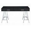 Vynxaria 2-Drawer Writing Desk in Black High Gloss Chrome Accents Contemporary Storage for Home Office - 4 of 4