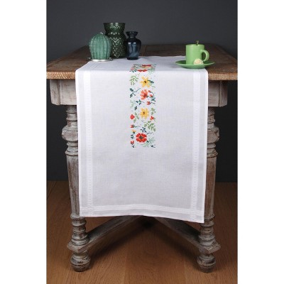Vervaco Stamped Table Runner Cross Stitch Kit 16"X40"-Fresh Flowers