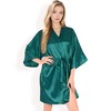 Anna-Kaci Women's Satin Duster Robe with Tie Waist and Wide Sleeves- Dark Olive,Small - 4 of 4