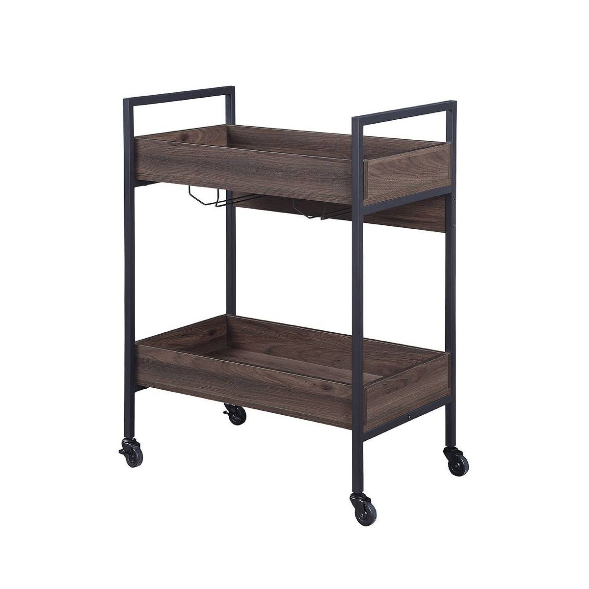 Acme Furniture Jerrick Bar Serving Cart Walnut/Black Finish - thumbnail 7