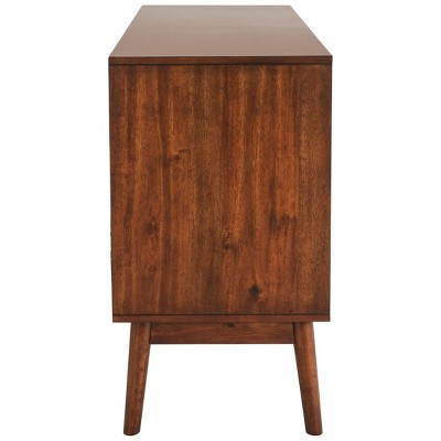 Mid-Century Dark Walnut Double Dresser with Bronze Pulls