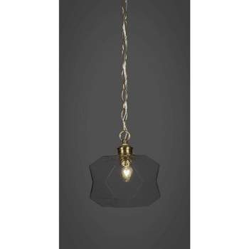 Toltec Lighting Rocklin 1 - Light Pendant in  New Aged Brass with 8.75" Smoke Shade