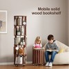 Hrinhom 66.1"H 5 Tier 100% Solid Wood Bookshelf with Wheels, Capable of 360° Rotation - 4 of 4