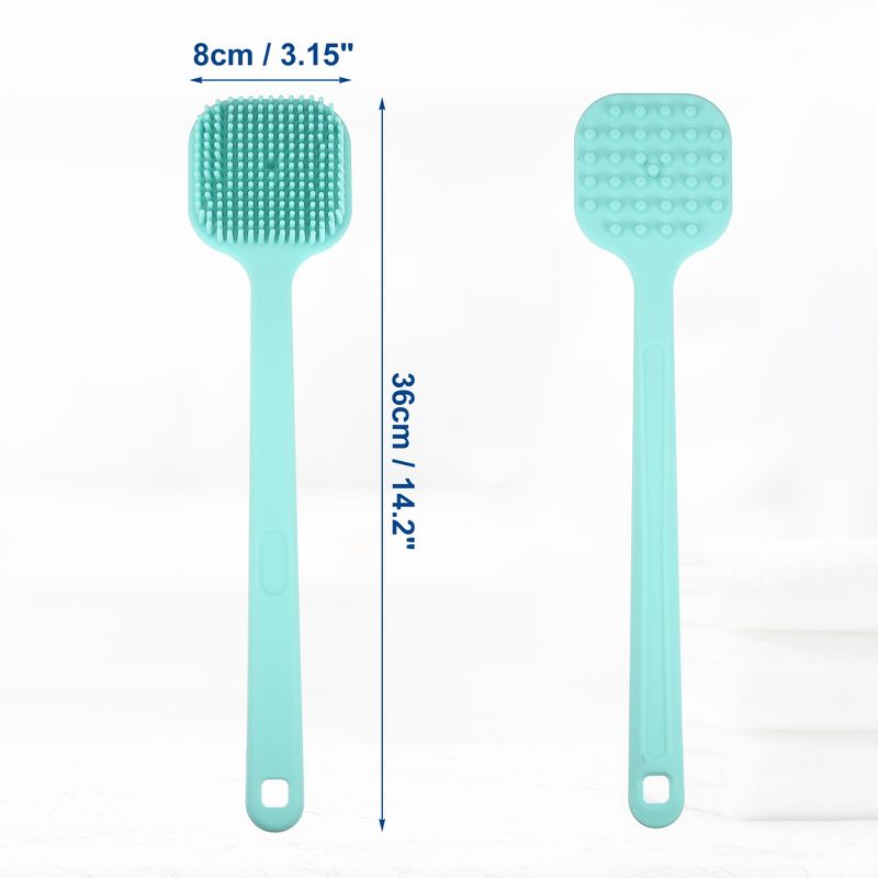 Unique Bargains Soft Silicone Bath Brush Non-Slip Back Scrubber with Long Handle for Men and Women, 2 of 4